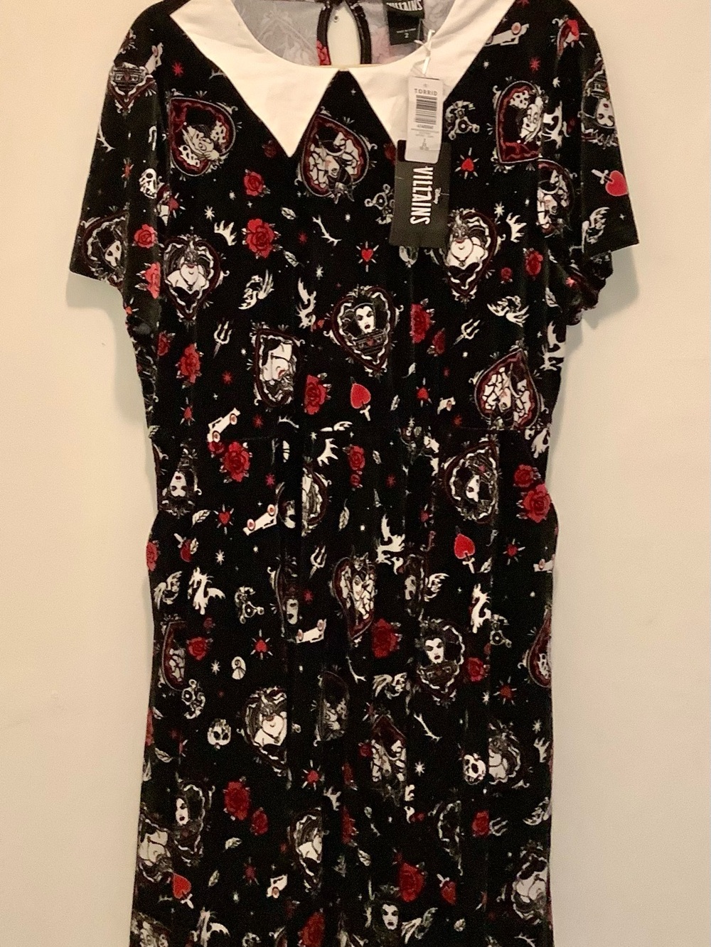 Torrid Black Dress with White Collar and Red Accents